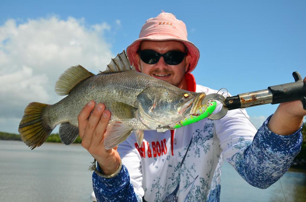 The area is crawling with rat barra throughout most of the year.  Snag resistant minnows are my weapon of choice.  Trolling deep divers and working plastics in deep holes does produce the odd monster! © Lee Brake